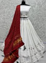 Georgette White Red Traditional Wear Thread Work Lehenga Choli